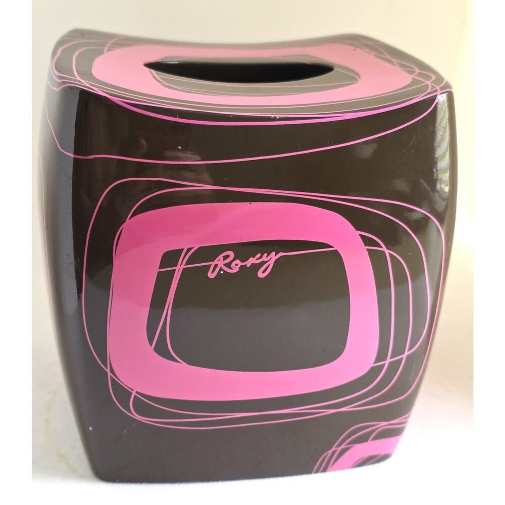 Tissue Box/Holder-Roxy-Brown and Pink-Hard Resin Material-Square